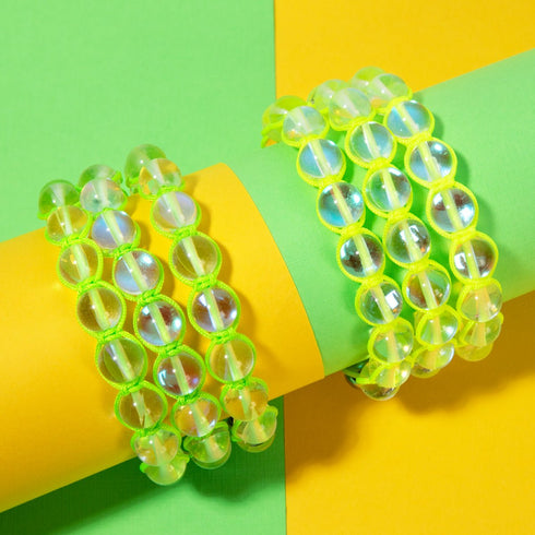 Vert fluo | Supernova arc-en-ciel | Argent | Bracelet Charmballa Verre Galaxy